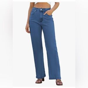 ETTELO Womens Jeans Hig Waisted Straight Stretchy Tummy Control Trendy  SIZE 4